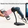 TEEMI QR Barcode Scanner with Handsfree AutoSensing Stand Handheld Automatic USB Wired 1D 2D Bar Codes Reader