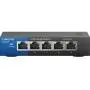 Linksys LGS105 Business 5-Port Desktop Gigabit Ethernet Network Unmanaged Switch I Metal Enclosure,Black/Blue