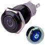 Ulincos Latching Push Button Switch U16F5 1NO1NC SPDT ON/OFF Black Shell with Blue Power Symbol LED Suitable for 16mm 5/8'' Mounting Hole (Blue)