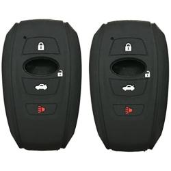 2Pcs Coolbestda Rubber Smart Key Fob Skin Jacket Protector Case Cover Holder for 2016 2017 Subaru Forester Sti 2017 Outback 2015 2016 XV Crosstrek Impreza 2014-2017 BRZ 2016 WRX Black