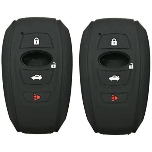 2Pcs Coolbestda Rubber Smart Key Fob Skin Jacket Protector Case Cover Holder for 2016 2017 Subaru Forester Sti 2017 Outback 2015 2016 XV Crosstrek Impreza 2014-2017 BRZ 2016 WRX Black