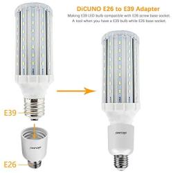 DiCUNO E26 to E39 Adapter, Medium E26 to Mogul E39 Screw Base Light Bulb Socket Converter, Maximum 300W and 165℃ Heat Resistant 6Pcs