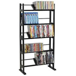 Atlantic Element Media Storage Rack - Holds Up to 230 CDs or 150 DVDs, Contemporary Wood & Metal Design with Wide Feet for Greater Stability, PN35535601 In Espresso