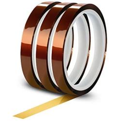 WIRESTER 3 Rolls 10mm X 30m (100ft) High Temperature Heat Resistant Tape Electronic Polyimide Tape for Masking, Soldering, Electrical, Heat Transfer Vinyl, 3D Printers