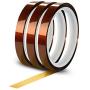 WIRESTER 3 Rolls 10mm X 30m (100ft) High Temperature Heat Resistant Tape Electronic Polyimide Tape for Masking, Soldering, Electrical, Heat Transfer Vinyl, 3D Printers