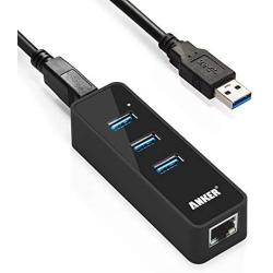 Anker 3-Port USB 3.0 HUB with 10/100/1000 Gigabit Ethernet Converter (3 USB 3.0 Ports, A RJ45 Gigabit Ethernet Port, Support Windows XP, Vista, Win7/8 (32/64 bit), Mac OS 10.6 and Above, Linux) Black