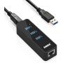 Anker 3-Port USB 3.0 HUB with 10/100/1000 Gigabit Ethernet Converter (3 USB 3.0 Ports, A RJ45 Gigabit Ethernet Port, Support Windows XP, Vista, Win7/8 (32/64 bit), Mac OS 10.6 and Above, Linux) Black
