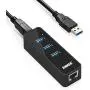 Anker 3-Port USB 3.0 HUB with 10/100/1000 Gigabit Ethernet Converter (3 USB 3.0 Ports, A RJ45 Gigabit Ethernet Port, Support Windows XP, Vista, Win7/8 (32/64 bit), Mac OS 10.6 and Above, Linux) Black