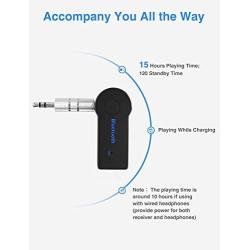 NHJN Bluetooth Receiver/Car Kit,Portable Wireless Car Audio Adapter 3.5mm Aux Stereo Output (Bluetooth 4.2, A2DP, Built-in Microphone) for Car/Home Stereo Sound System …