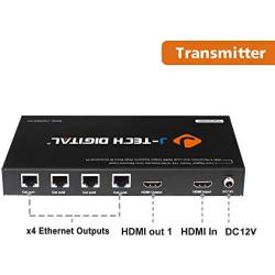 J-Tech Digital 1x4 HDMI Extender Splitter Combo Over Cat5e/Cat6 cable up to 164 feet (50 meters) at 1080P with Local Loop out and Bi-directional IR control (JTDHDEX1x4)