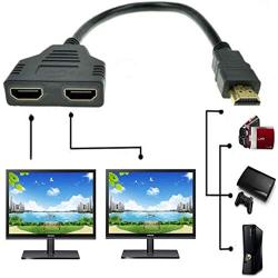 ZY HDMI Male to Dual HDMI Female 1 to 2 Way HDMI Splitter Adapter Cable for HDTV,Support Two TVs at The Same Time, Signal One in, Two Out(Black)