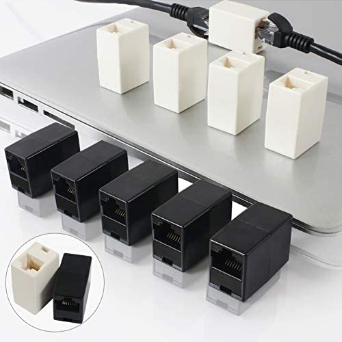 10 Pack ethernet Coupler, Extender in Line rj45 Coupler Cat6/Cat6e/Cat5e/cat5 ethernet Female to Female Coupler ethernet Connector (Black+White)