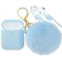 CTYBB for Airpod Case,Silicone Airpods Case Cover with Fur Ball Keychain Compatible with Apple Airpods 2/1 (Front LED Visible) Light Purple