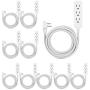 GE White, Designer Extension Surge Protection 5 Pack, Braided Power Cord, 8 ft, 3 Grounded Outlets, Flat Plug, Premium, Gray, 53248