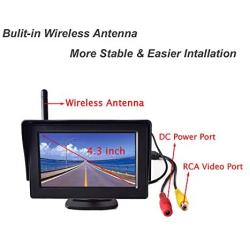 Wireless Backup Camera and 4.3'' Monitor Parking System Kit Windshield Built-in Receiver Night Vision Multifunction Switch Button for Car Vehicle Truck RV Camper Trailer 30-60 Feet Range 12-24V