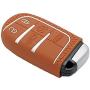 A.M.E. 2pcs Deluxe Key Fob Remote Cover Case Skin for Jeep Grand Cherokee Dodge Challenger Charger Dart Durango Journey Chrysler (Push Button Start Models) (Brown 2PCS)