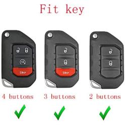 Royalfox(TM) 2/3/4 Buttons Soft TPU flip Folding Remote Key Fob case Cover for Jeep 2020 2021 Gladiator JT Sahara JLU, for 2018 2019 2020 2021 Jeep Wrangler JL JLU Rubicon (Silver)