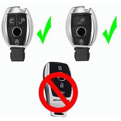K LAKEY Car Key Fob Cover,Fit for Mercedes Benz C E S M CLS CLK G Class Key Fob,Smart Car Key Soft TPU Case Protector Key Fob with Alloy Keychain Silver (Black, A)
