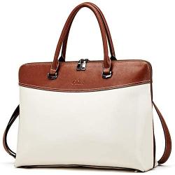 CLUCI Briefcase for Women Oil Wax Leather 15.6 Inch Laptop Business Vintage Slim Ladies Shoulder Bag