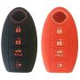 LemSa 2Pcs Rubber Silicone Remote Key Fob Cover Keyless Protector Bag Holder for Nissan Altima Maxima Murano Armada Gt-r Sentra Altima Rogue Pathfinder, Black/Red