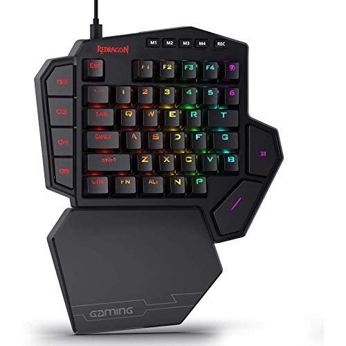 Redragon K585 DITI One-Handed RGB Mechanical Gaming Keyboard, Type-C Professional Gaming Keypad with 7 Onboard Macro Keys, Detachable Wrist Rest, 42 Keys