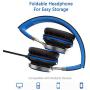 Elecder i39 Headphones with Microphone Foldable Lightweight Adjustable On Ear Headsets with 3.5mm Jack for Cellphones Computer MP3/4 Kindle School Blue/Black