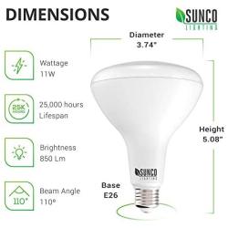Sunco Lighting 12 Pack BR30 LED Bulb, 11W=65W, 2700K Soft White, 850 LM, E26 Base, Dimmable, Indoor Flood Light for Cans - UL & Energy Star