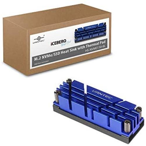 Vantec ICEBERQ M.2 NVMe/SSD Heat Sink with Thermal Pad (HS-NVME150-BL, Blue)