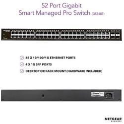 NETGEAR 52-Port Gigabit Ethernet Smart Switch (GS348T) - Managed with 4 x 1G SFP, Desktop/Rackmount, S350 Series