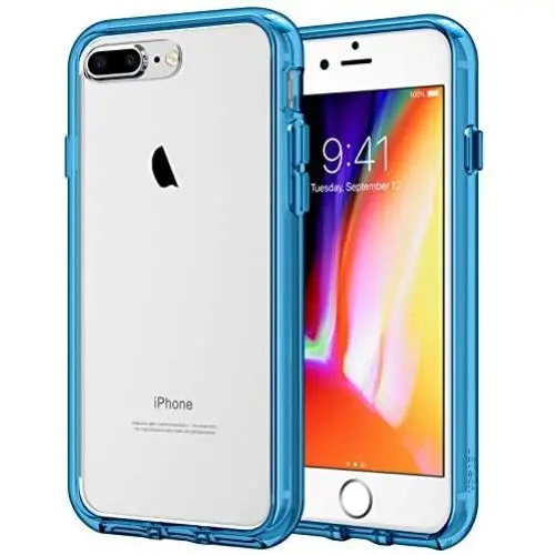 JETech Case for iPhone 8 Plus and iPhone 7 Plus 5.5-Inch, Shock-Absorption Bumper Cover, Anti-Scratch Clear Back (Blue)