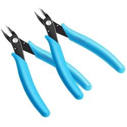 COOLMI Micro Wire Cutter (2-Pack), Durable Diagonal Cutters for Electronics Repair, Jewelry Crafting, Model building and DIY Cutting Pliers (5 INCH, 170ii - Blue)