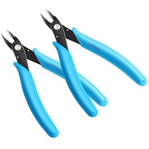 COOLMI Micro Wire Cutter (2-Pack), Durable Diagonal Cutters for Electronics Repair, Jewelry Crafting, Model building and DIY Cutting Pliers (5 INCH, 170ii - Blue)