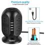 Power Strip Tower Keedox Surge Protector 8 Outlet 4 USB Ports Electric Charging Station, Multi Plug Outlet Tower with 10Ft Long Extension Cord