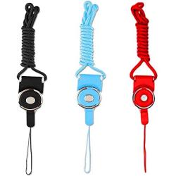 Phone Neck Strap Lanyard Quick Release ID Holder Neck Lanyard,3 PCS 19'' Detachable Necklace Neck Band,Whistles Strap for Phone,ID Badge Holder with a Lanyard Hole-Black+skybue+red