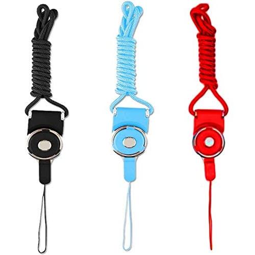 Phone Neck Strap Lanyard Quick Release ID Holder Neck Lanyard,3 PCS 19'' Detachable Necklace Neck Band,Whistles Strap for Phone,ID Badge Holder with a Lanyard Hole-Black+skybue+red