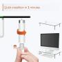 Clear Tempered Glass Computer Monitor Stand Riser for Laptop, Computer, iMac, and All Flat Screen Display, PUTORSEN Desktop Stand with Anti-Slip Pads Holds 44lbs, Storage Shelf & Screen Holder