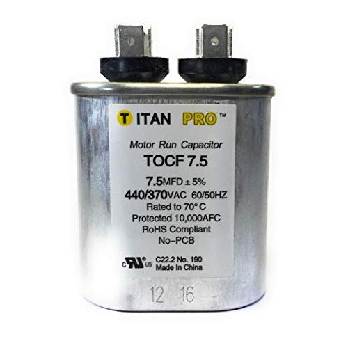Motor Run Capacitor, 7.5 MFD, 2-3/4 in. H