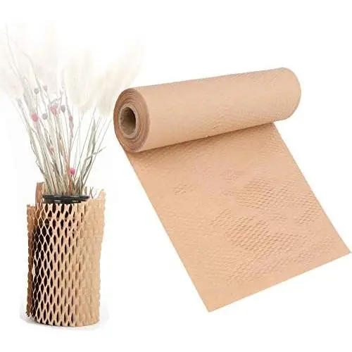 Packaging Paper, 12'' x 158'' Honeycomb Cushioning Wrap, Eco-Friendly Alternative to Bubble, Innovative Packing Kraft Paper Roll for Gift Packing & Moving