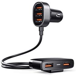Car Charger 【5 Multi Ports】 Car Charger Adapter, 31W 6.2A 【Fast】 USB Car Charger Compatible with iPhone 12/11/Xs Max/Xs/X/XR/8/7/Plus, iPad Pro/Air 2/Mini, Galaxy, Tablets and Other USB Devices