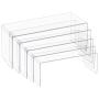 5 Pack Large Clear Acrylic Display Risers, 5 Sizes Acrylic Jewelry Display Riser Shelf Showcase Fixtures for Cake, Candy Display Stand