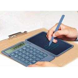 LLY-Young Rechargeable Calculator Notepad Basic Calculator with 6.5 Inch Erasable LCD Writing Tablet for Daily Basic Office (Grey)