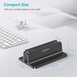 Vertical Laptop Stand [Adjustable Size], OMOTON Desktop Aluminum MacBook Stand with Adjustable Dock Size, Fits All MacBook, Surface, Chromebook and Gaming Laptops (Up to 17.3 inch), Black