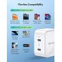 USB C Charger RAVPower 65W Fast Wall Charger, PD3.0 & GaN Tech 2-Port Power Adapter Type C Compact Foldable Travel Charger for iPhone 12 Mini Pro Max, MacBook Pro, Galaxy, Switch and More