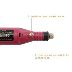 InnoLife Nail Art Drill Treatments KIT Machine Electric File Buffer Bits Acrylics 6 File Pedicure Hands & Nails Repair (110V US Plug) - Pink