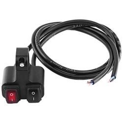 Qiilu 12V 16A CNC Aluminum On-Off Rocker Switches Handlebar Headlight Spotlight Dual Switch for Motorcycle Motorbike