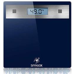 SVYHUOK Talking Body Weight Bathroom Scales, Large Glass Ultra Slim Digital Scales, LBS and KG Measurement,400 lbs, 1111in (Blue)
