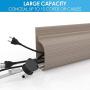 Updated 94'' J Channel Cable Raceway - Desk Cord Organizer - Computer Cable Management Under Desk with 196'' Mounting Tape - 6 Count Desk Cable Tray for Office, Home (6X 15.7 Each, Medium, Brown)