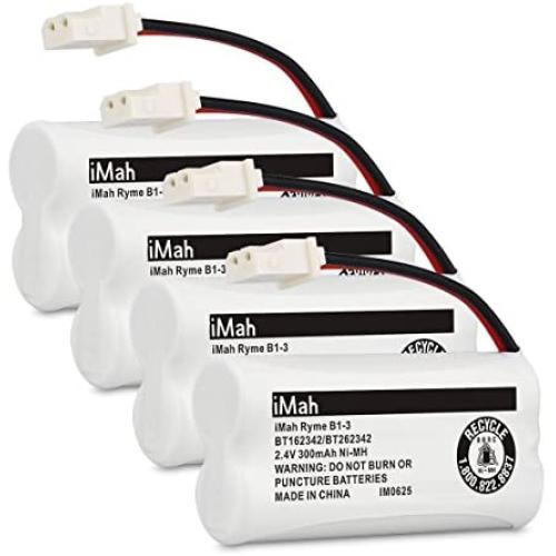 iMah Ryme B1-3 BT162342 BT262342 2.4V 300mAh Ni-MH Cordless Telephone Batteries Compatible with AT&T CL81101 EL5210 EL52400 VTech CS6409 CS6419 CS6429 CS80100 Handset, Pack of 4