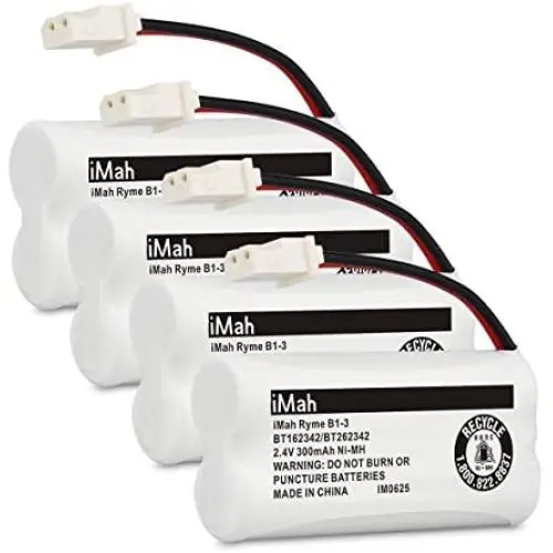iMah Ryme B1-3 BT162342 BT262342 2.4V 300mAh Ni-MH Cordless Telephone Batteries Compatible with AT&T CL81101 EL5210 EL52400 VTech CS6409 CS6419 CS6429 CS80100 Handset, Pack of 4