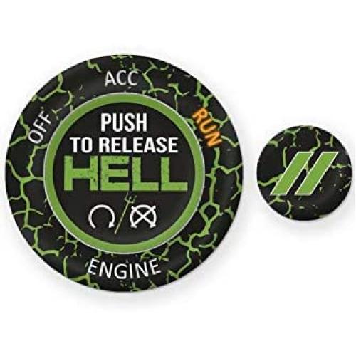ToolEpic for Dodge Ram 1500 Challenger Charger Durango Accessories 2015-2021 - Engine Start Stop Button Overlay Sublime Green Emblem - Push to Release Hell Badge Unique Style - Perfect for Decals
